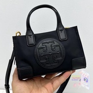 Tas Tory Burch 61057 Ella Micro Tote Bag Black Nylon Original Tory Burch