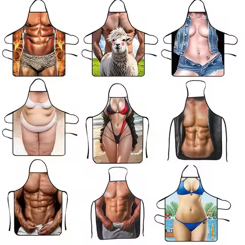 Fun and Funny Household Apron Creative Barbecue Apron Fun Printed Waterproof Apron