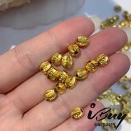 IBUY 999 Gold Six-syllable Mantra Melon Seed Beads Charm (1pc) 24K (999) / 999足金六字真言瓜子珠