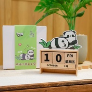 (海洋公園X島嶼製作 聯乘系列) 加加得得木製桌面可愛熊貓日曆 貼