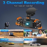 360°  Video Recorder 4 Channel Dashcam for Car DVR Front Rear View Recording Camera Night Vision