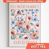 Wall painting, Amsterdam Travel Poster, Flower Market Poster, Maximalist Decor, Eclectic, Gallery Wa