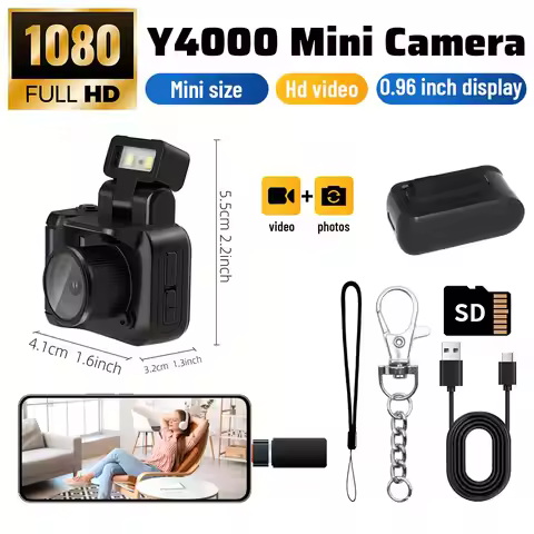 Y4000 HD 1080P Mini Keychain Camera With Flash Lamp Battery Dock Portable Video Recorder DV With Scr