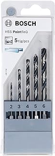Bosch Professional 5 Piece PointTeQ Hex Drill Bit Set (for Metal, : 2-6 mm, Working Length: 24-57 mm, Total Length: 60-98 mm, Inch Hex Shank, Accessory for Impact Drivers and Drill Drivers)