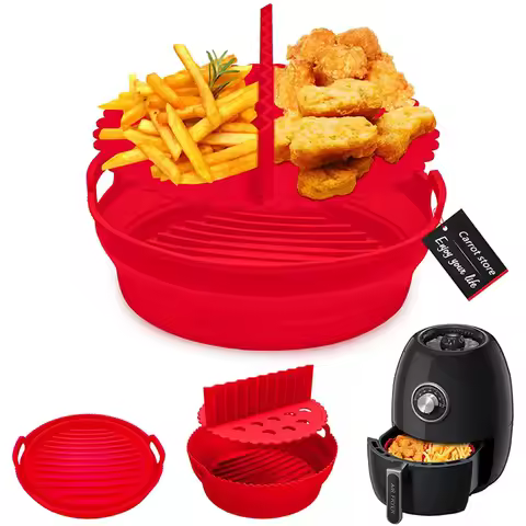 Silicone Air Fryer Pot Basket Plate Chicken Air Fryer Accessories Round Reusable Foldable Bpa Free A