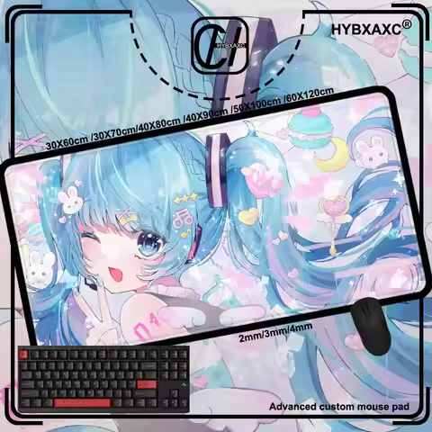 H-Hatsunes Miku Mouse Pad Desk Protector Mouse Cartoon Anime Rubber Mat Gaming Mousepad Keyboard Mat