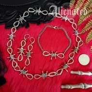 Keene Barbed Wire Sharp Earrings Bracelet Necklace | Halloween Gothic Grunge Punk