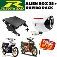 COMBO SET BOX SIPUT 35L ABS LC135 V1 + MONORACK RAPIDO LC135 V1BOX ALIEN 35L ADJUSTABLE MONORACK LC1