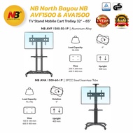NB North Bayou AVA1500-60-1P AVF1500 Aluminum 32-70 inch Height Adjustable TV Stand Portable Mobile TV Trolley Cart TV