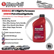 [ILM]KENDALL GT-1 High Performance 10W40 946ML Petrol Semi Synthetic Engine Oil Car Lubricant Minyak Hitam Enjin Kereta