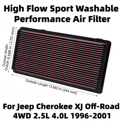High Flow Sport Washable Performance Air Filter For Jeep Cherokee XJ Off-Road 4WD 2.5L 4.0L 1996-200