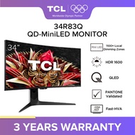 TCL QD-Mini LED Gaming Monitor 34R83Q |  HDR 1600 | 1100+ Local Dimming Zones | 4K 170Hz