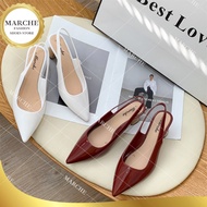 Marche New Womens Pointed Casual Jelly Rubber Mid Heels Sandals Elegant Footwear For Women