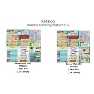 Banner Bunting Matematik 1 set 6 pcs (12 x 18 inci)