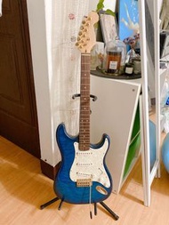 二手 無品牌 電吉他 藍虎紋 fender樣式 練習琴