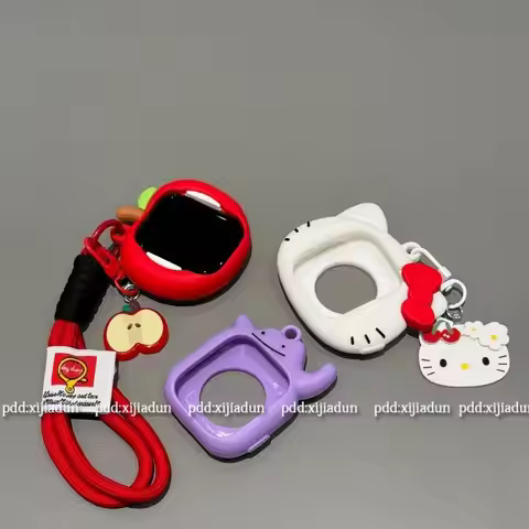 In Stock Anime White Red Hellokitty Strap-Style Soft Silicone Case For Apple Watch Series 11 10 9 8 