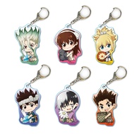 Anime Dr.Stone Keychain Senku Ishigami Oki Taiju Ogawa Yuzuriha Kohaku Acrylic Figure Key Chain Backpack Schoolbag Charm Keyring