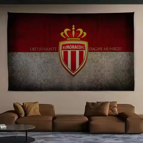 Football Club A-AS Monaco FC Tapestry Background Hanging Cloth Bedroom Room Decor Aesthetic Tapestry