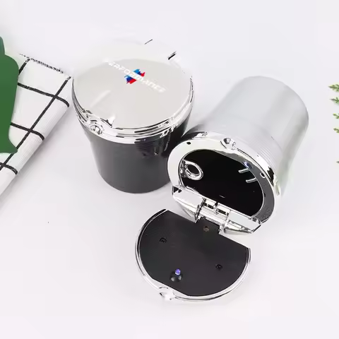 Car Ashtray with Lid Smell Proof Blue Led Portable Ashtray Cup For BMW M Emblem E46 E36 E34 F10 E90 
