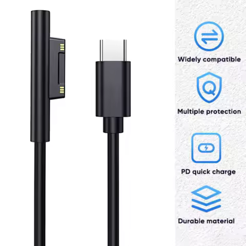 15V 3A Fast Charging USB Type-C Power Supply Charger Adapter Fast Cable Cord for Microsoft Surface P