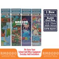 HITAM Rmdodo - 0.5mm Black Ink Gel Pen Refill [1 Box - 20 Pcs Sticks] / Pen Ink Refill / Pen Refill 