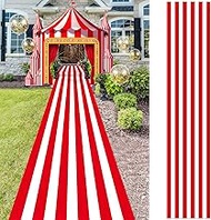 2 Pcs 2 x 10 ft Red and White Striped Carnival Floor Runner Carnival Circus Carpet Runner Runway Rug