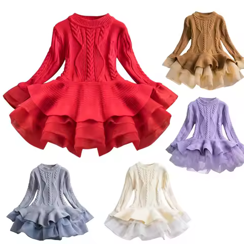 2024 Girls Sweater Dresses Christmas Costumes Carnival Dress Up 2-8 Years Old Fashion Outfit Childre