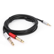 1.8m Audio Line 3.5mm TRS to Dual 6.35mm TS AUX Cable for PC Headphone Mixer Amplifier 3.5 to Double 6.5 Mono Jack Cable Cables