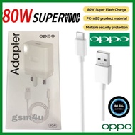 [80W/65W Charger] Oppo Reno Pad Air Find X5 X3 X2 Pro RENO 8 7 6 5 Pro 80W Super VOOC 3.0 Adapter 6.5A Type-C USB Cable