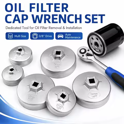 Oil Filter Removal Wrench Cap Socket 65/67/74/79mm 14/15 Flute 3/8 Inch Drive Tool for Car Garage Me