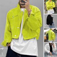 XMAN S-5XL Men's Fashion Crop Tops Long Sleeves Solid Color Suit Jacket