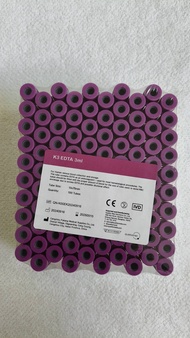 หลอดเก็บตัวอย่าง K3 EDTA (ฝาสีม่วง)   EDTA K3  100หลอดต่อแพค