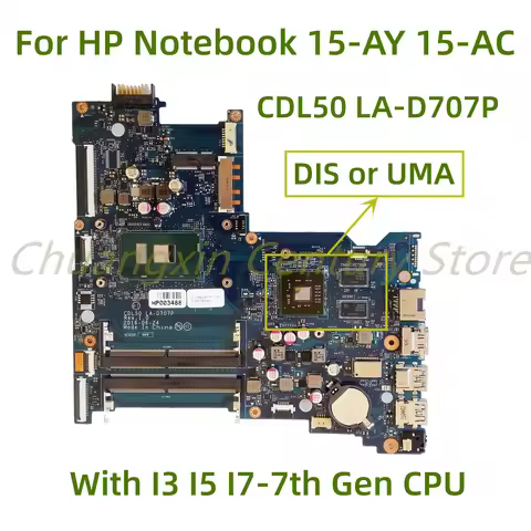 Suitable for HP Notebook 15-AY 15-AC Notebook motherboard LA-D707P with I3 I5 I7-7th Gen CPU GPU: 2G