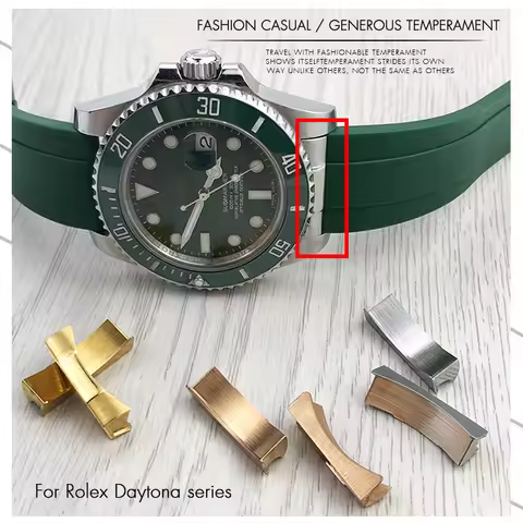 Solid Curved End Link 20mm 21mm For Rolex Submariner GMT Daytona Date just Stainless Steel Watchband