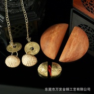 Brass Small Holy Grail Hanging Mini Portable Appliances Ask Hanging Fan-Shaped Holy Grail Peach Wood