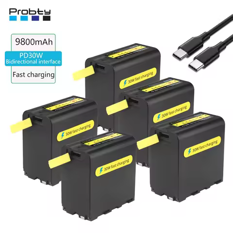 9800mAh NP-F970 NP F970 NP-F980 Battery with 30W PD Two-way Fast Charging LED Display for Sony NP-F9
