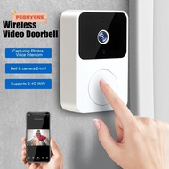 PEONYTWO Wireless Doorbell, Safe Remote Monitoring Phone Video Door Bell,  Security System Smart Visual Doorbell