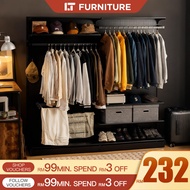 Open Metal Wardrobe DIY Clothes Rack heavy duty Standing Pegboard Almari Baju Besi Rak Baju Besi Bed