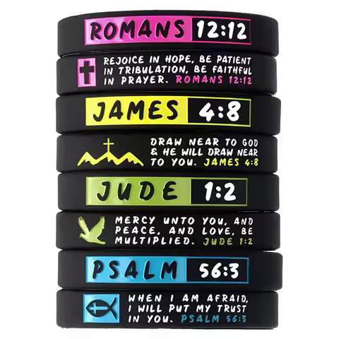 1pc/4pcs Christian bible verse christ JUDE JAMES PSALM ROMANS silicone Bracelet rubber Wristbands