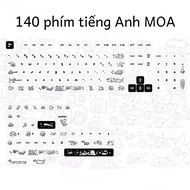 Mèo Nghịch Ngợm 140 Phím MOA Hồ Sơ Keycaps PBT Bộ Cho Switch MX Chơi Game Cơ Nhuộm Thăng Hoa Đen Trắ