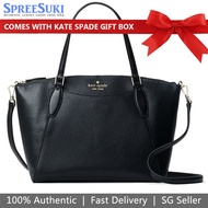 Kate Spade Handbag In Gift Box Crossbody Bag Satchel Pebbled Leather Black # WKR00240