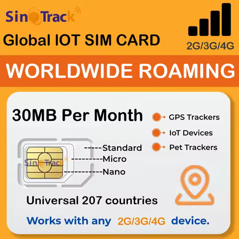 SinoTrack Global M2M 1 Year Card SIM Card 2G 3G 4G 30MB Per Month for GPS Tracker Tracking Device Sm