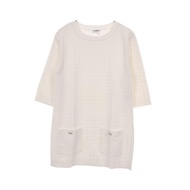 【二手】香奈兒 (Chanel) 連身裙，Coco Mark 紐扣，迷你連身裙，束腰上衣，P4573K06030，白色，棉質，女士上衣，二手