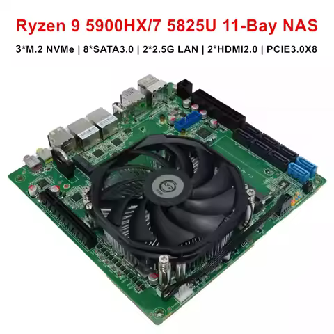 Topton 11-Bay ITX NAS Motherboard AMD Ryzen 9 5900H HX 7 5825U 5600U 3*NVMe 8*SATA 2*2.5G LAN 2*DDR4