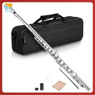 16 Closed Open Holes C Key Professional Transverse Flute Concert Musical Instrument with Box Cleanin