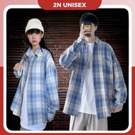 2N Unisex men's loose shirt with blue striped outerwear number 4