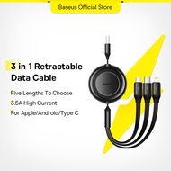 Baseus 3 in 1 USB Cable Fast Charging Cable Retractable Data Charger Cable for 13 12 Pro Max Mini Ty