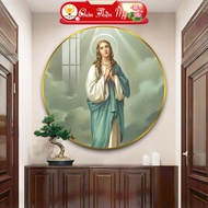 Round Crystal Mirror Painting TRUTH AND BEAUTY, Catholic Wall Painting of the Virgin Mary TG-T1-2077
