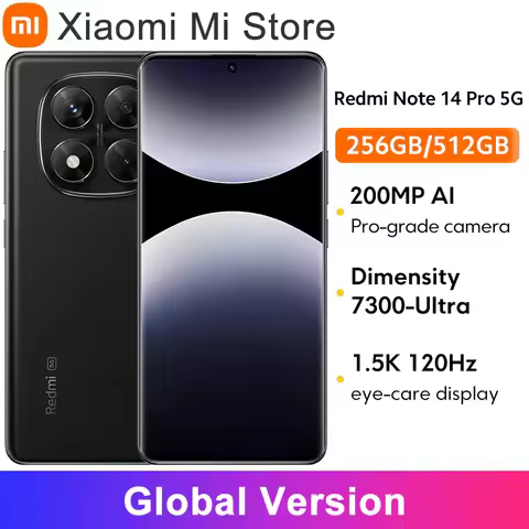 Global Version Xiaomi Redmi Note 14 Pro 5G Smartphone MediaTek Dimensity 7300-Ultra 200MP AI camera
