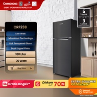 CHANGHONG Kulkas 2 Pintu CRF-238 Hitam Kapasitas 180 Liter Daya Listrik 70-Watt (GARANSI 5 TAHUN)